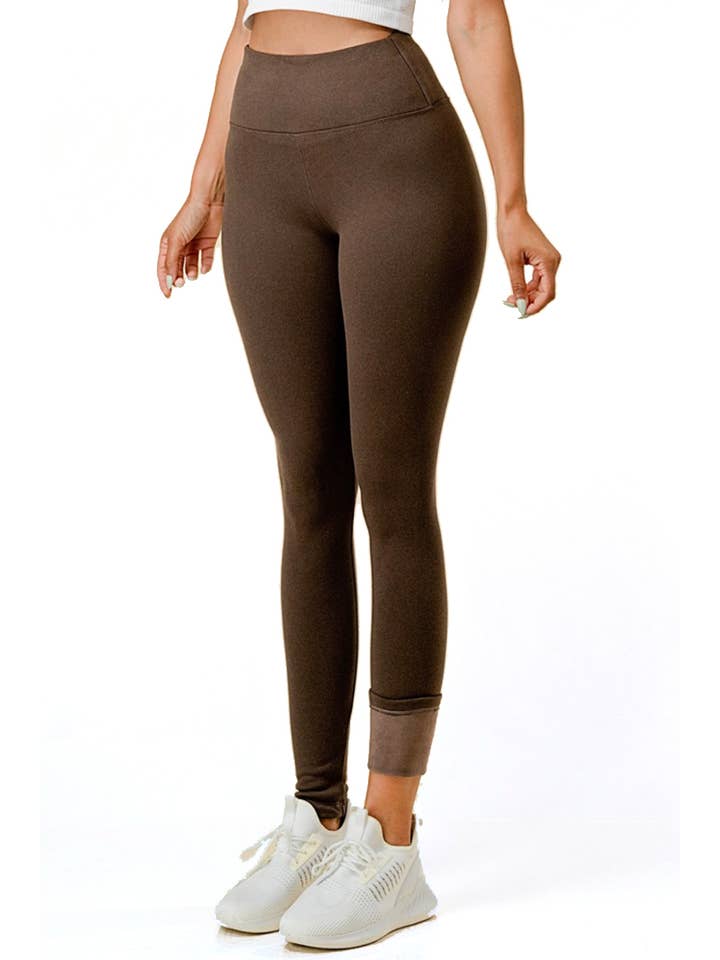 Color 5 - Wholesale Fashion leggings – Women's - Solid color winter warm fleece lined HW thermal legging pant5