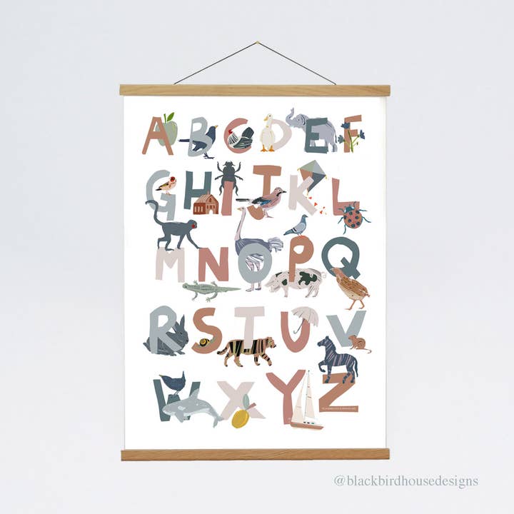 ANIMAL ALPHABET ART PRINT for wholesale by BLACKBIRD HOUSE