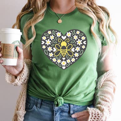 Bee Heart DTF Heat Transfer for wholesale by Trendy Transfers