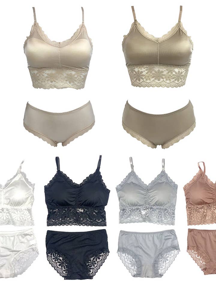 Assorted Bralette & Satin Lace & Panty Set/T23005 for wholesale on Faire