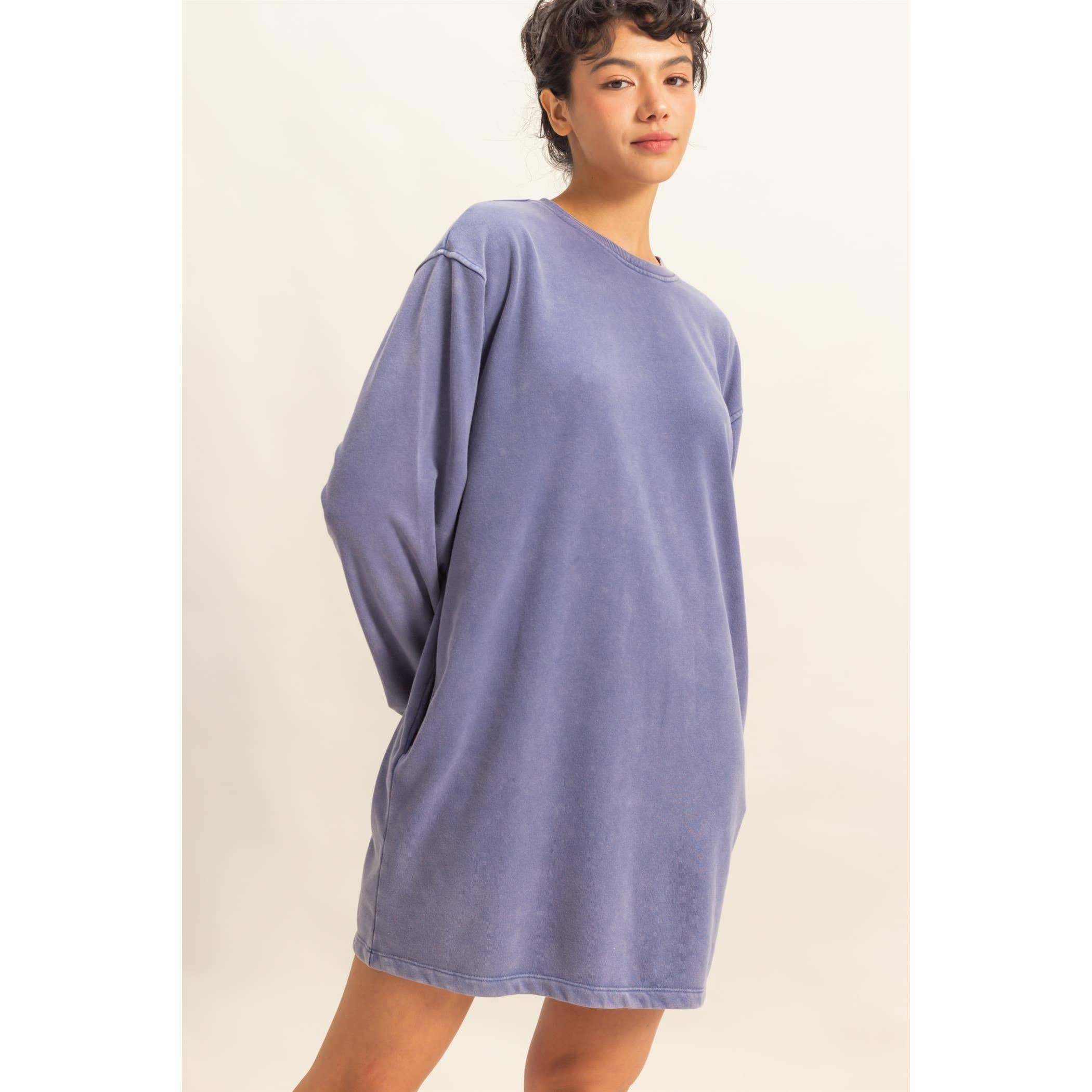 Double Zero - Wholesale Dress - Women's - Long Sleeve Oversized Mini Dress24