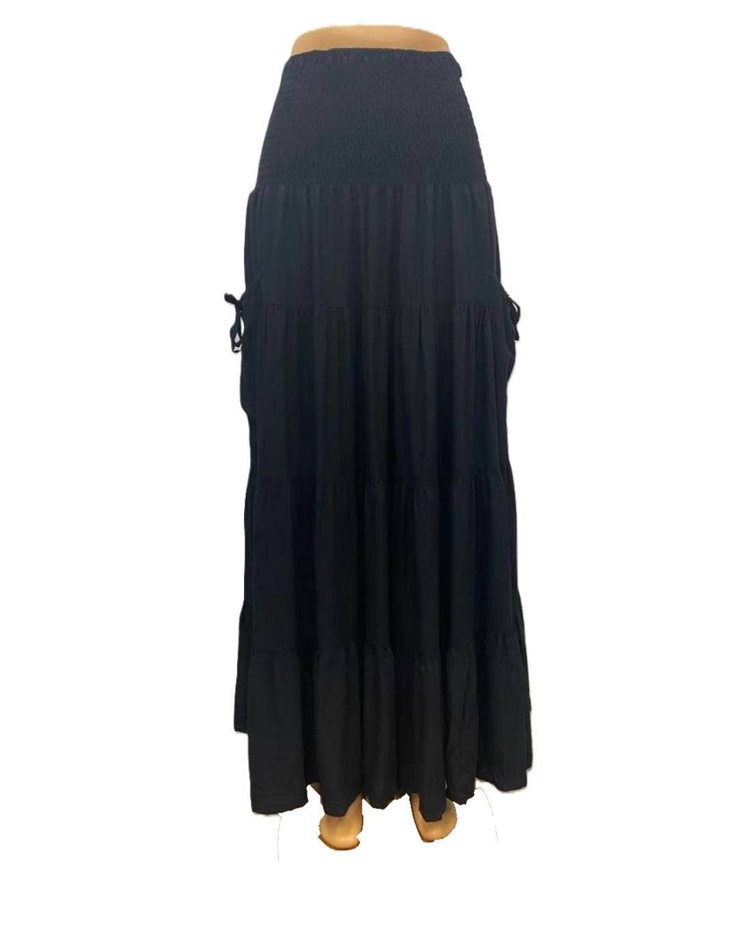 Rosa Clothing - Wholesale Skirt - Women's - Bohemian Loose Plain Pockets Wrap Skirts4
