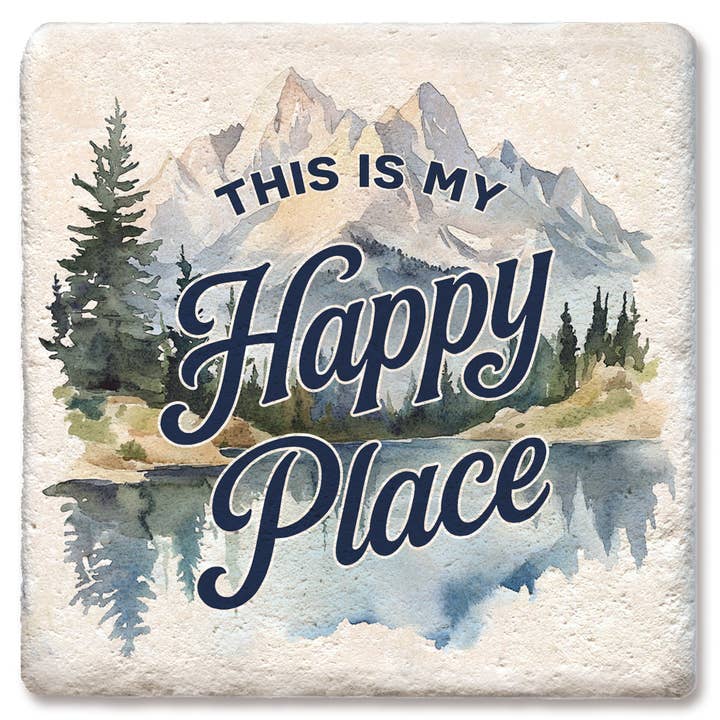 Coaster Mountain Happy Place for wholesale by Tipsy Coasters & Gifts