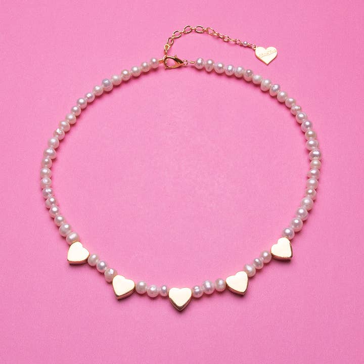 Five of Hearts Pearl Necklace for wholesale by VidaKush