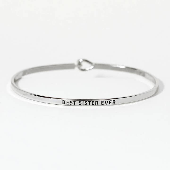 Wild Honey - Wholesale Bangle Bracelet - Best Sister Ever Engraved Inspirational Bangle Bracelet