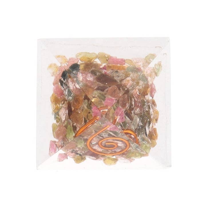 Vives de la Cortada S.L - Venta al por mayor Piedras/cristales espirituales - Pirámide Orgonita de Turmalina Multicolor en Resina