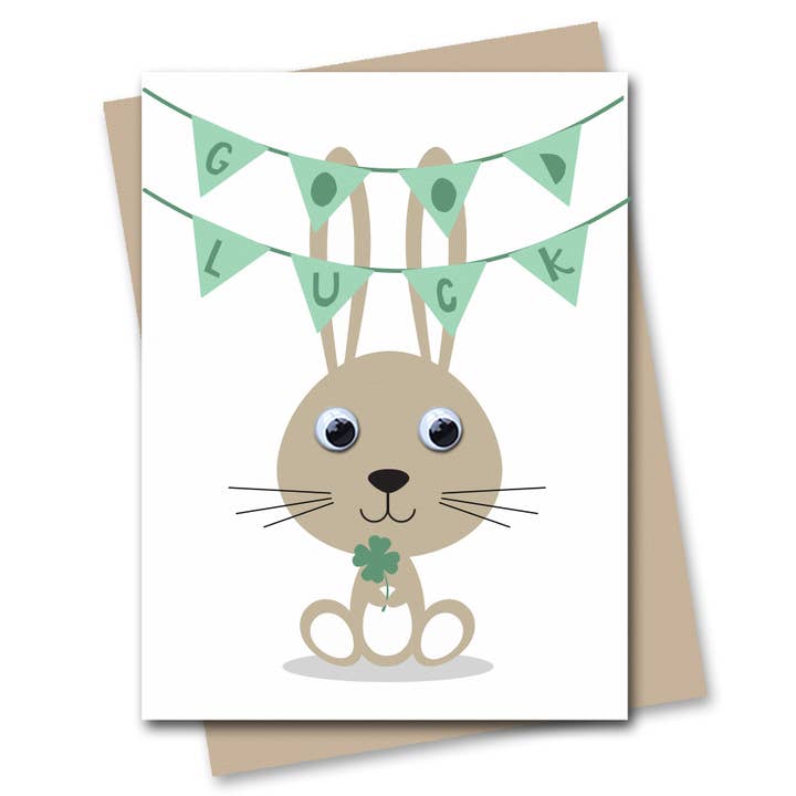 Good Luck Bunny Greetings Card for wholesale by Stripey Cats Cards