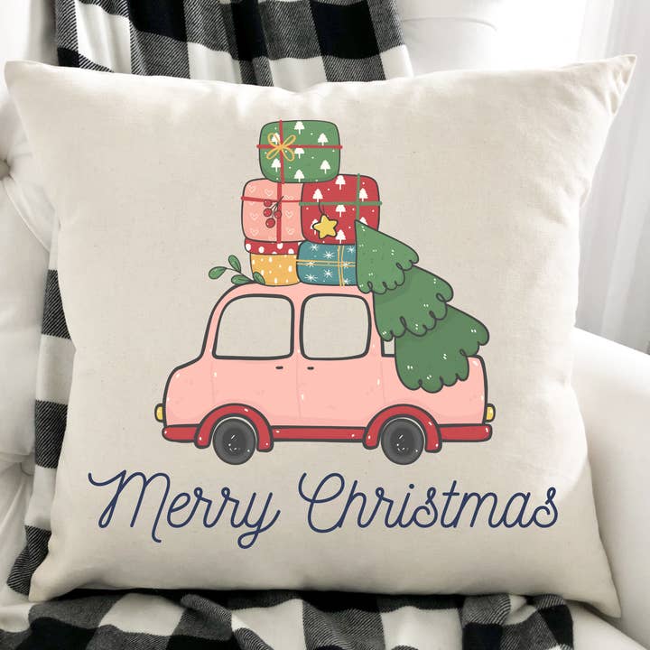Christmas Pillow - Holiday Decor - Pink and Teal for wholesale by LuckTen