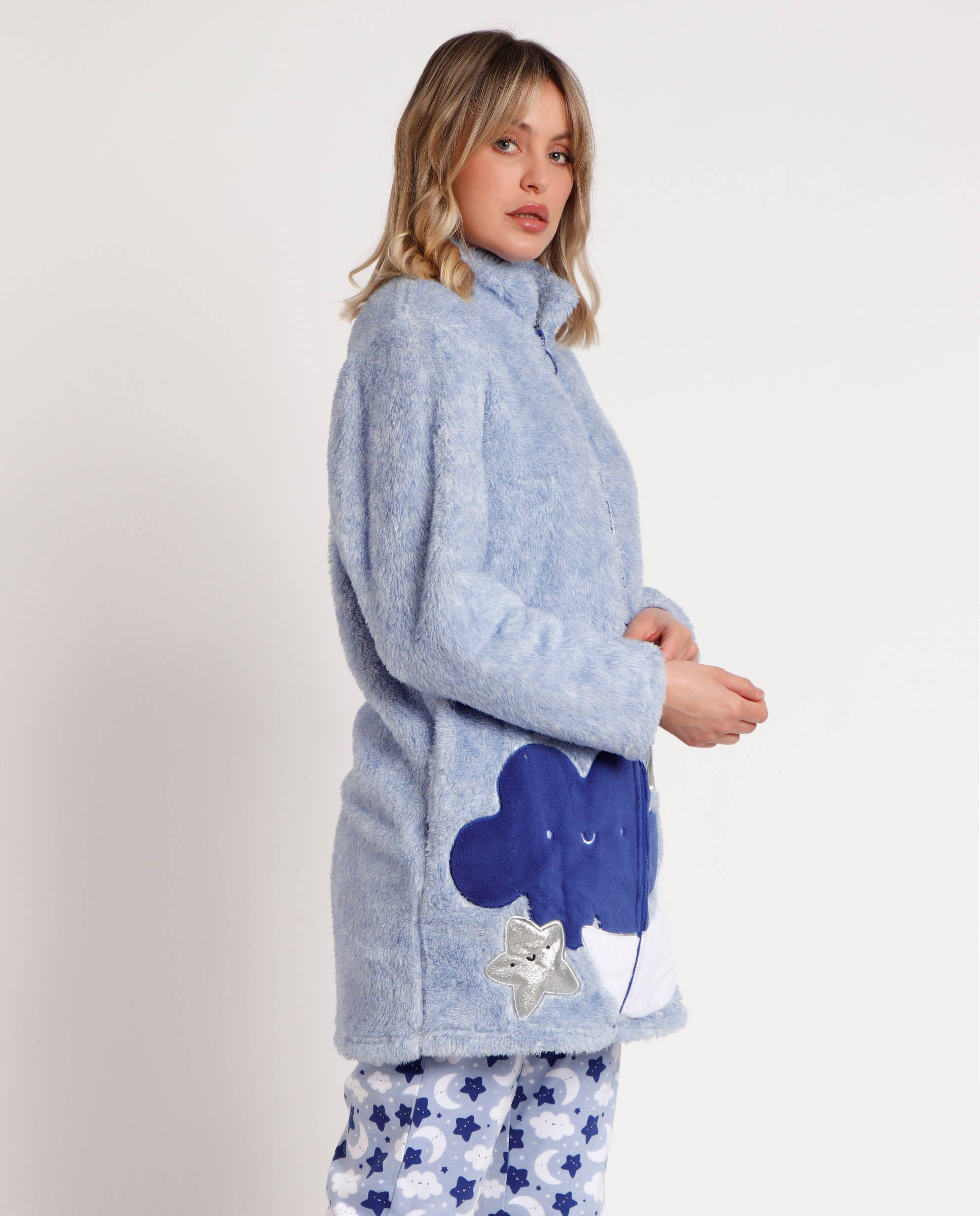 BLEU Peignoir chaud à manches longues ADMAS Dreams Come True Cremall... en vente sur Faire1