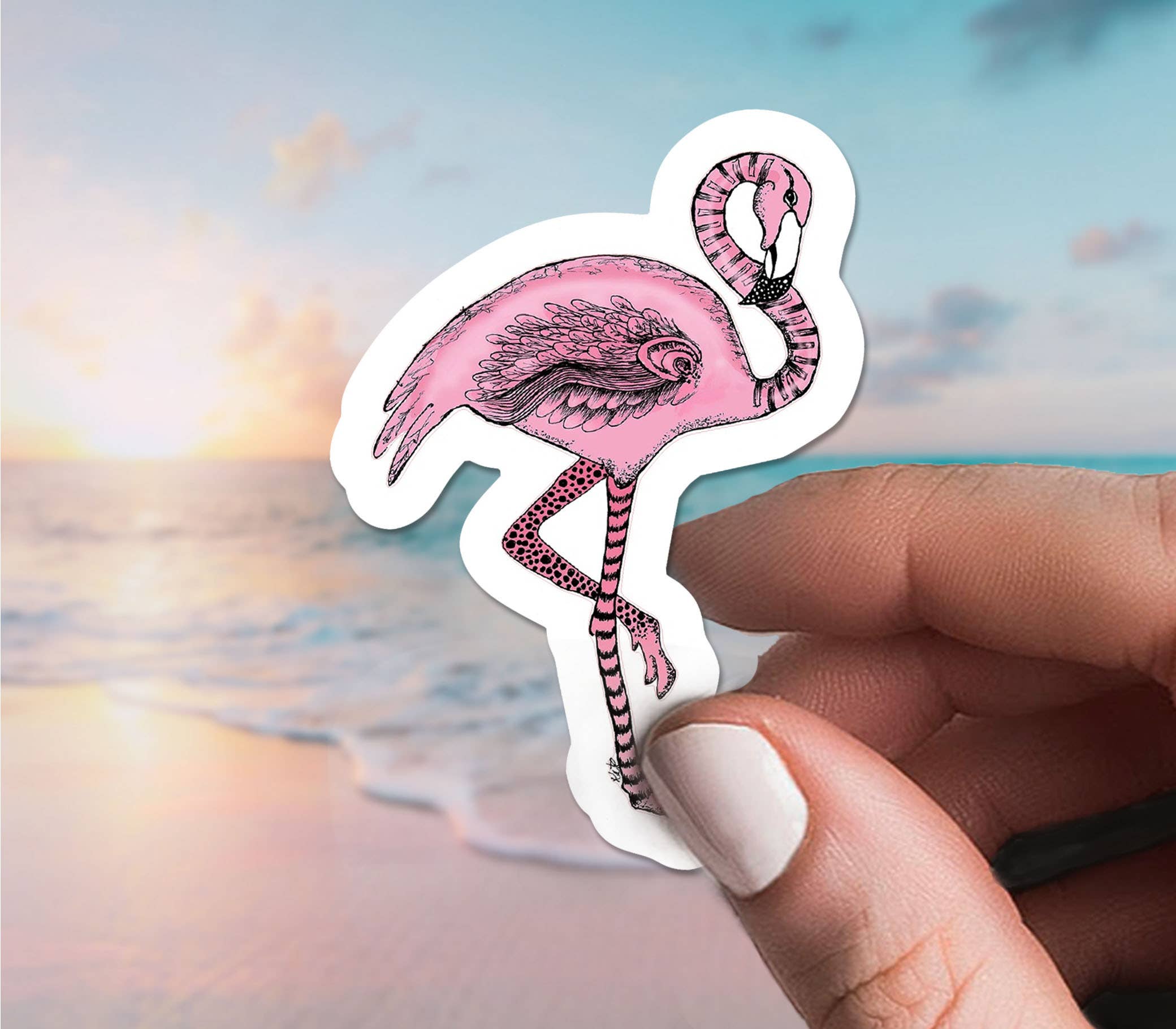 Katekreates - Wholesale Sticker - Flamingo Sticker, 3” Sea Creature Sticker, Beach Decal2