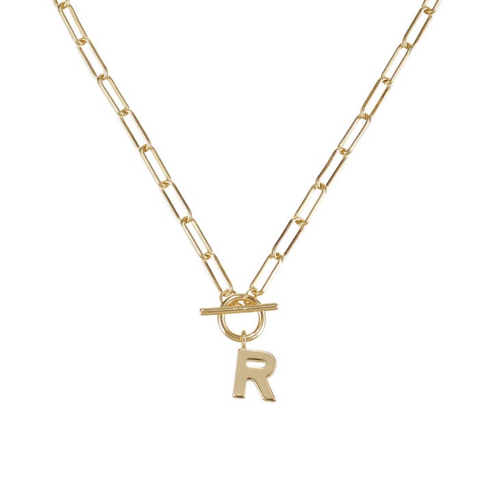 Natalie Wood Designs - Wholesale Pendant/Charm Necklace - Toggle Initial Necklace Pre-Pack, Gold19