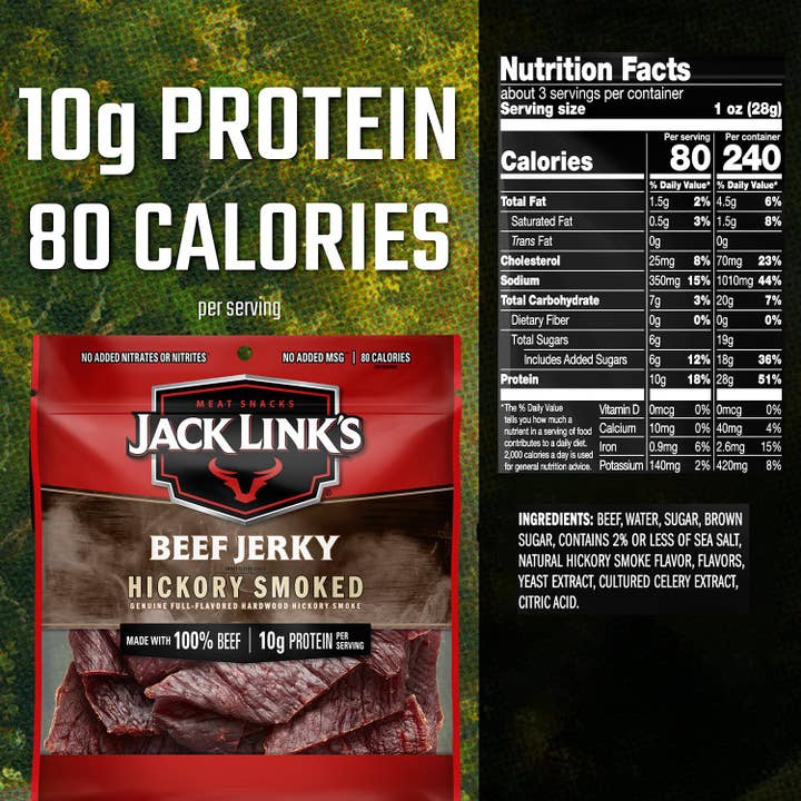 Shop The King - Wholesale Jerky - Jack Link's Beef Jerky, Hickory Smoked, 2.85 oz Bag - Rich, Smoky Flavor
