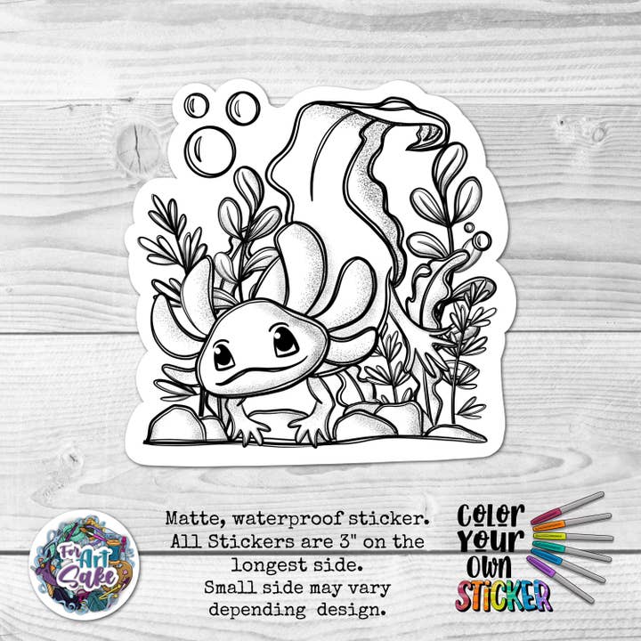 For Art Sake Stickers – Großhandel Aufkleber – Axolotl Sticker zum Ausmalen