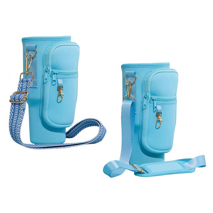 Sensibling Corp. - Wholesale Crossbody Bag - Women's - Plain Tumbler Carrier Holder Chevron Pattern Strap Crossbody Bag8