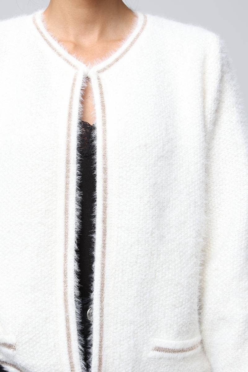 DIX-ONZE - Wholesale Cardigan - Women's - Open Cardigan with Contrasting Finishes – Chic & Comfort11