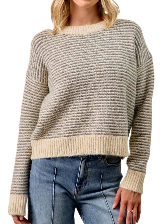 Top de Malha às Riscas de Duas Cores por atacado de Vanilla Monkey