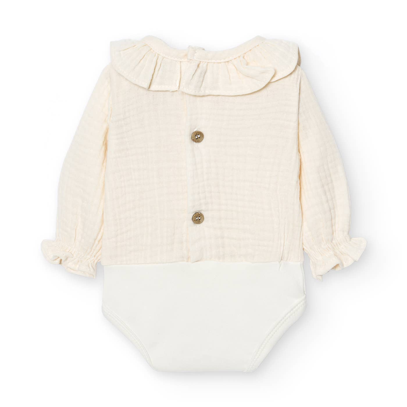 Babidu – Bodysuit - Bebé por atacado – Body de bebê Bambula com gola franzida1
