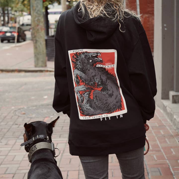 Forme Étrange - Sweat à Capuche Noir pour la vente par Kirin Koncept