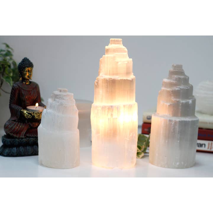 AW Artisan - Wholesale Accent/Desk Lamp - Selenite Tower Lamp - 25 cm3