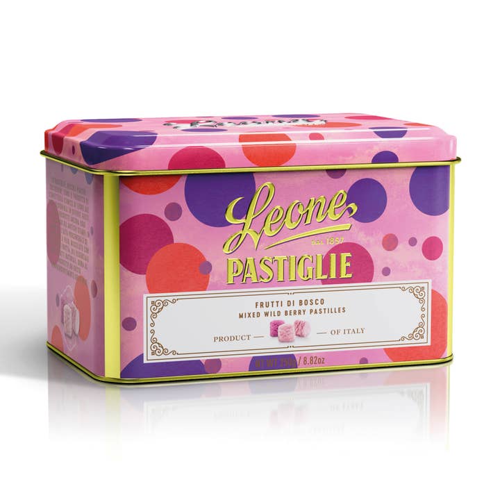 Latte small Pastiglie Frutti di Bosco - caramelle Leone per la vendita all'ingrosso da parte di Pastiglie Leone srl