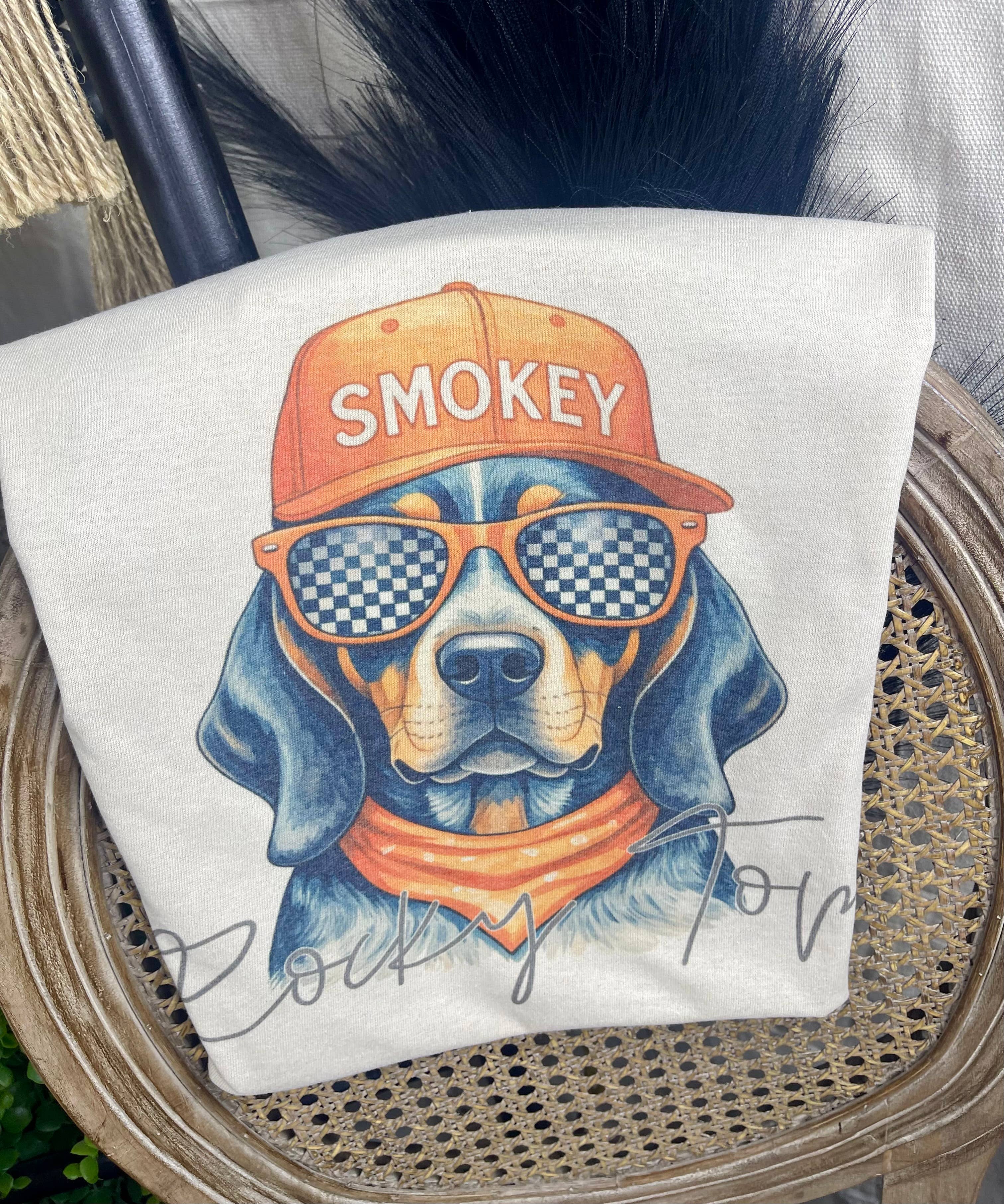 Tan Smokey the Dog (Gildan Tee) for wholesale on Faire