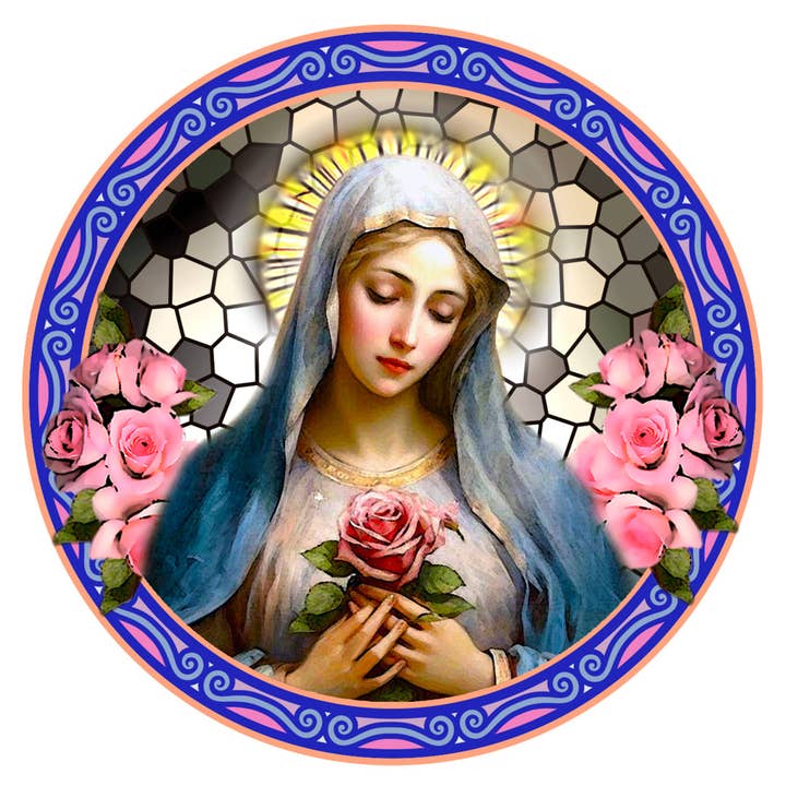 Oremus Mercy - Wholesale Sticker - Mystic Rose SUNCATCHER Window Sticker 4.5"