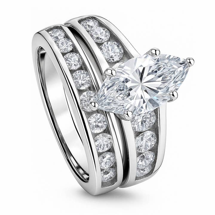 Conjunto de anillos de compromiso solitario de CZ en plata de ley BERRICLE para venta al por mayor de BERRICLE