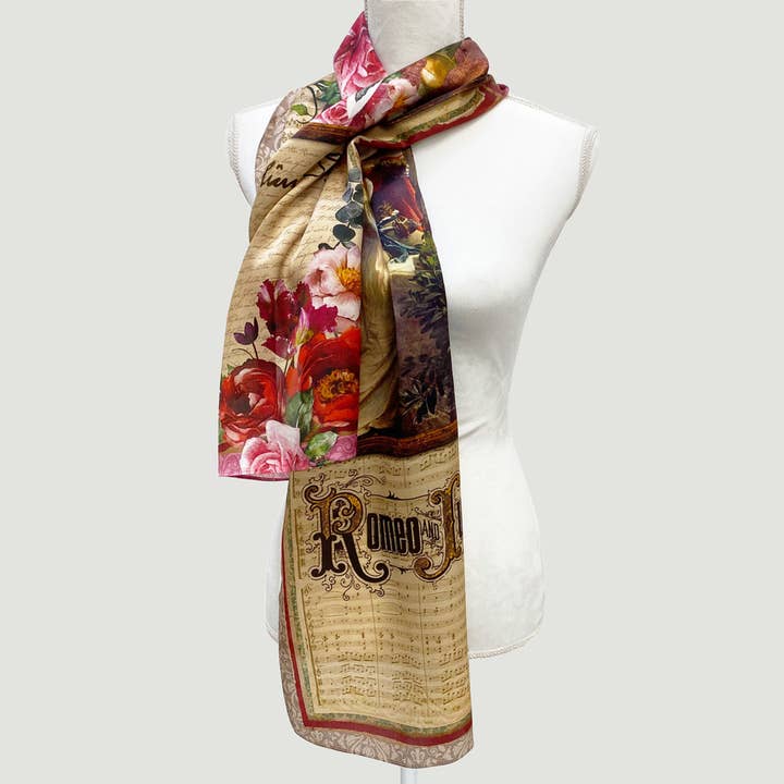 Romeo & Juliet Oblong Silk Scarf for wholesale by Opera Scarves