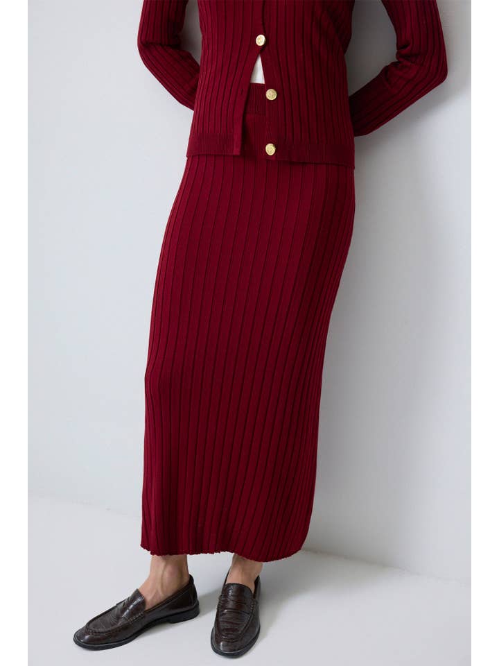 Burgundy SWEATER SKIRT KNIT SET for wholesale on Faire3