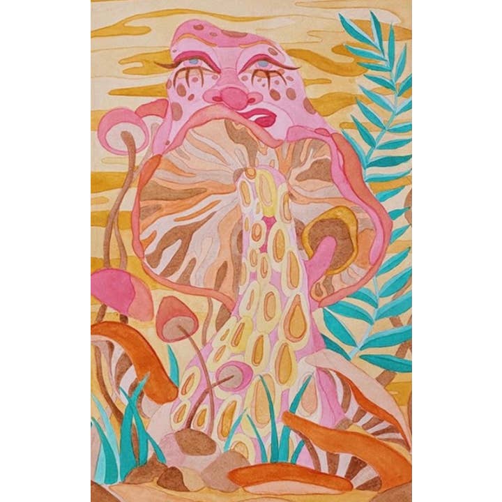 Sav J. Art - Wholesale Art Print - Watercolor Mushroom Art Print 5X7”1