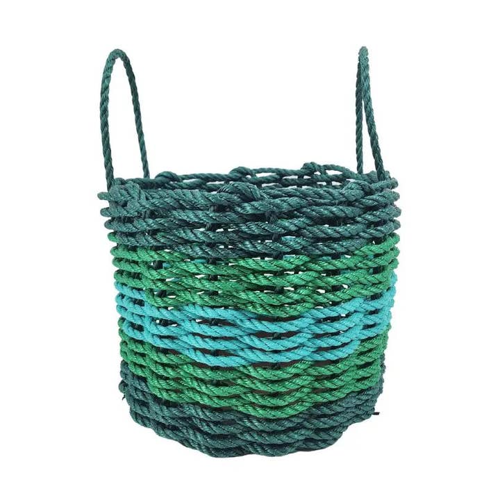 Little Salty Rope - Wholesale Basket - Five Stripe Rope Storage Basket Hunter Green, Green, Teal2