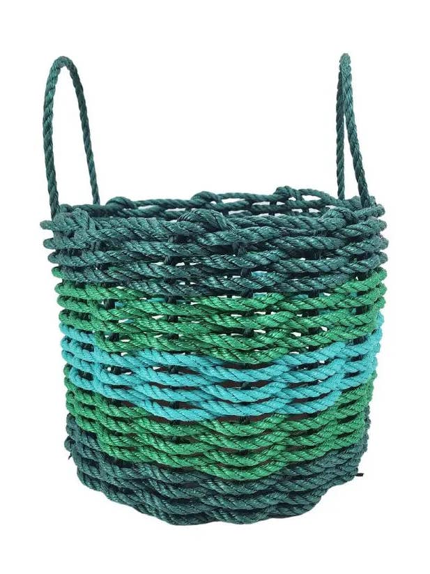 Five Stripe Rope Storage Basket Hunter Green, Green, Teal for wholesale by Little Salty Rope