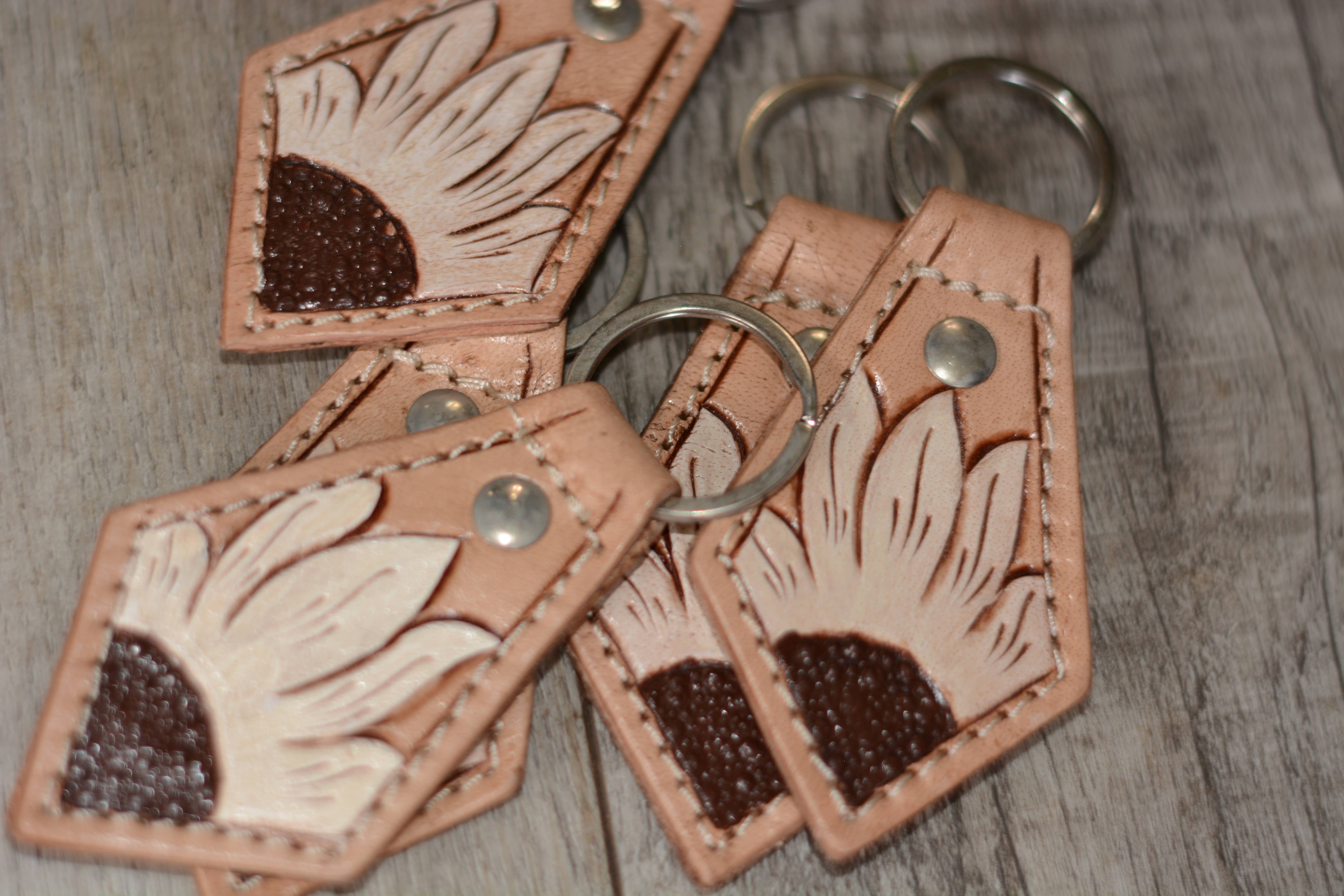 FRINGE & LUXE - Wholesale Keychain - Women's - Sunflower tooled keychain 1
