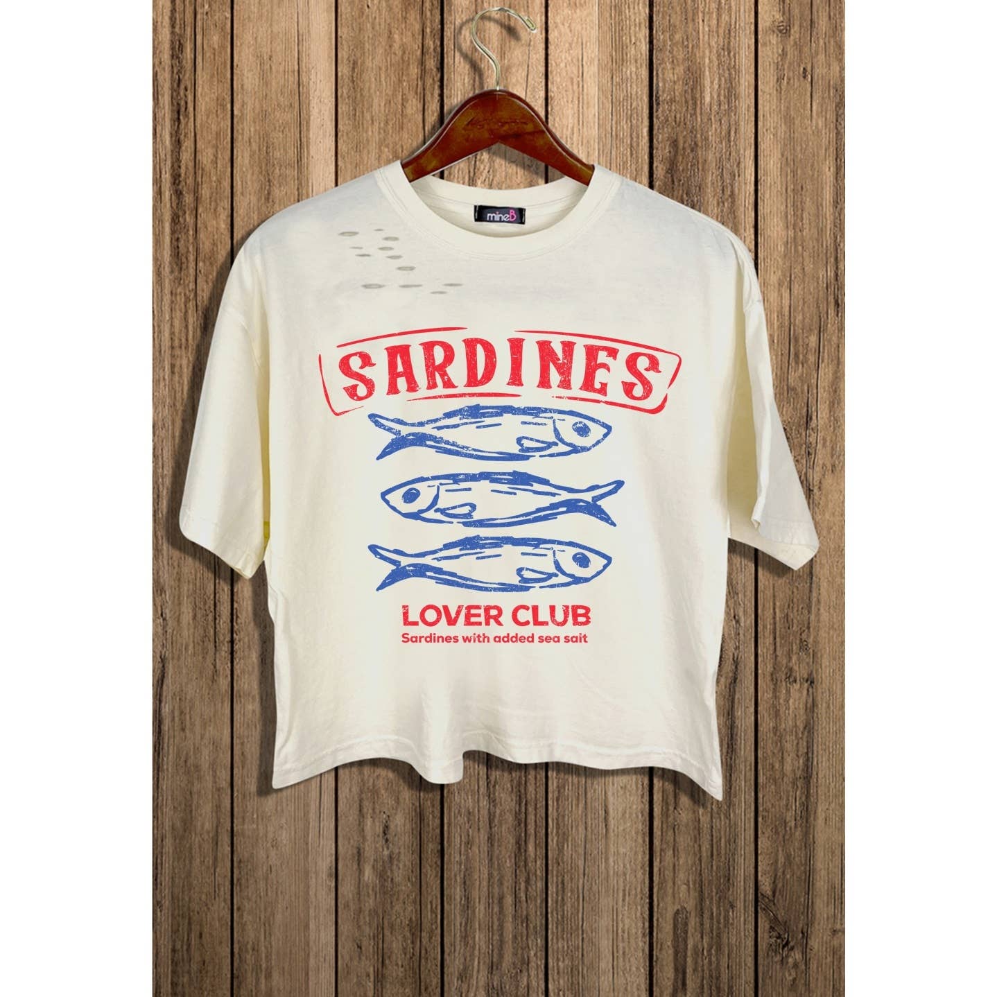 2&moon - Wholesale Screen Printed T-Shirt - Women's - SARDINES LOVER CLUB CROP TEE0