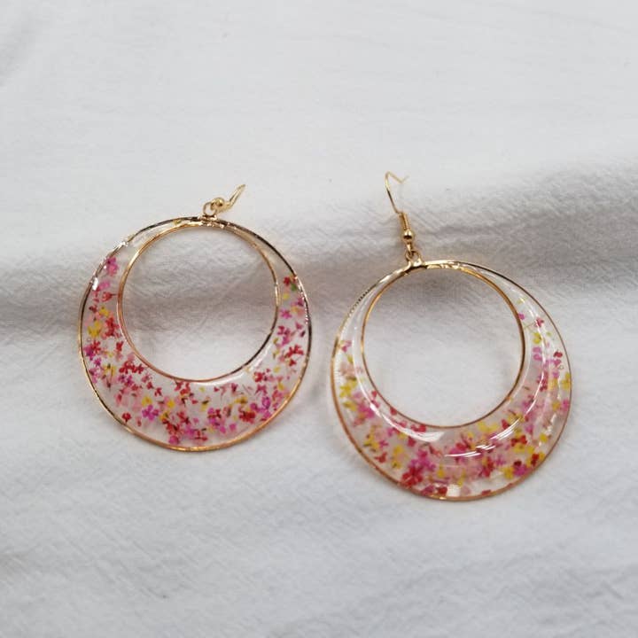 ENA Jewelry - Wholesale Dangle Earrings - Colorful Dried Flower Circle Earrings1