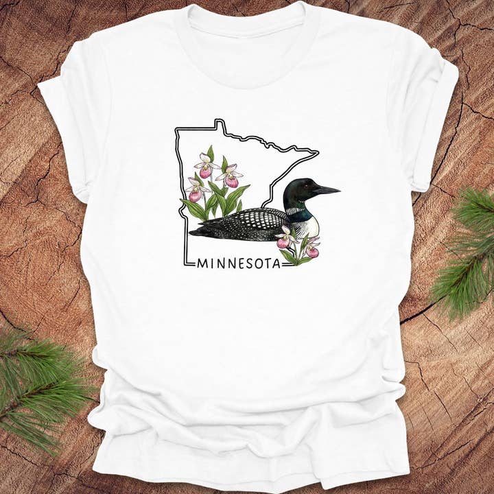 Minnesota State Bird Common Loon Tee for wholesale by Wandering Owl Adventure Co.