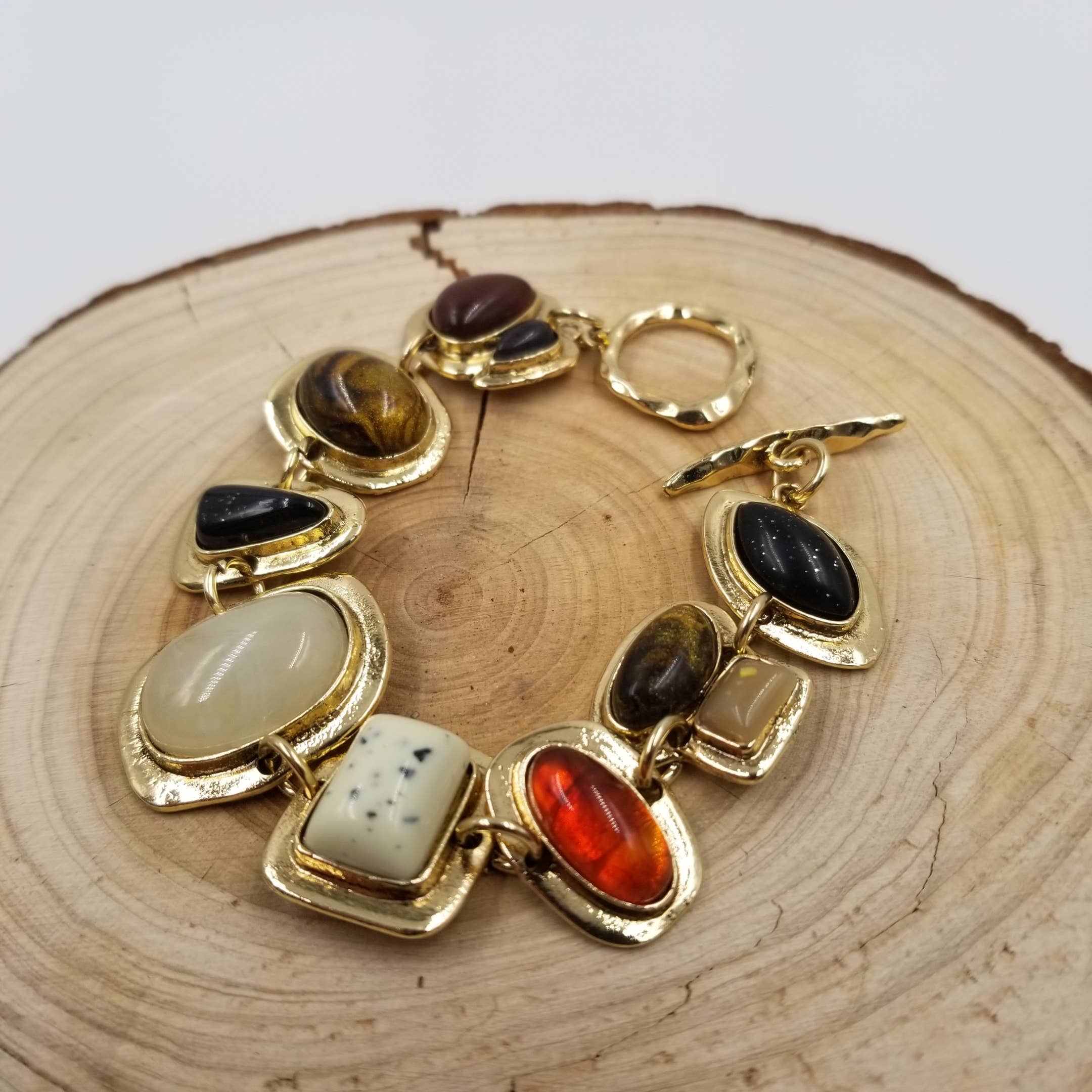 CHAKRA JEWELRY - Vente Bracelets à breloques/pendentifs - Bracelet vintage en pierre œil de tigre et onyx2