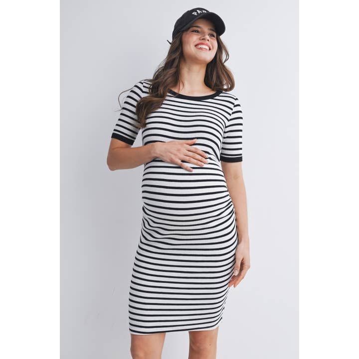 Striped Bodycon T-Shirt Maternity Dress for wholesale by Hello Miz