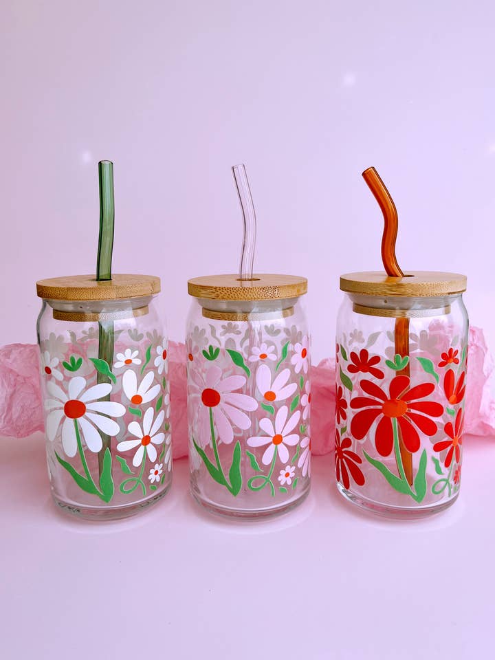 Falling Petals Glass Cup (3 Colors!) for wholesale by Golden Hour Designs