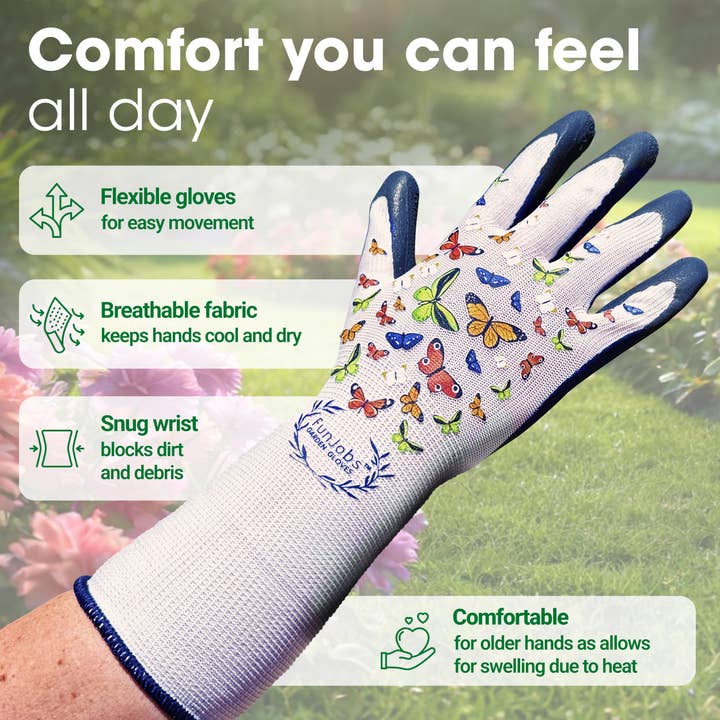 FunJobs Garden Gloves - Wholesale Garden Gloves - FunJobs Long Butterfly Gardening Gloves3