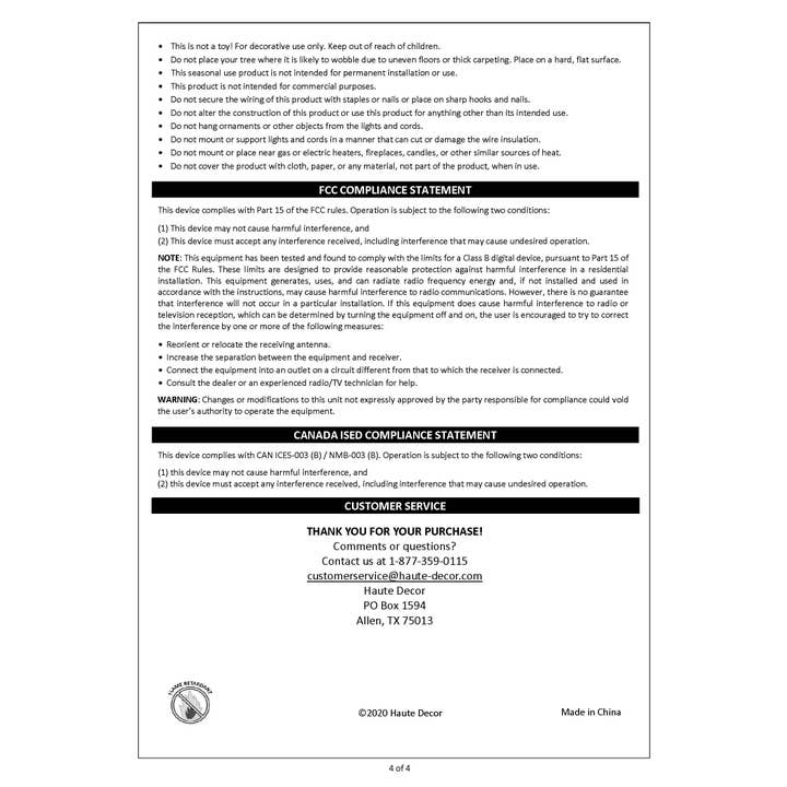 Haute Decor - Wholesale Artificial Christmas Tree - 4 Foot Christmas Pre-lit Asheville Fir Potted Tree11