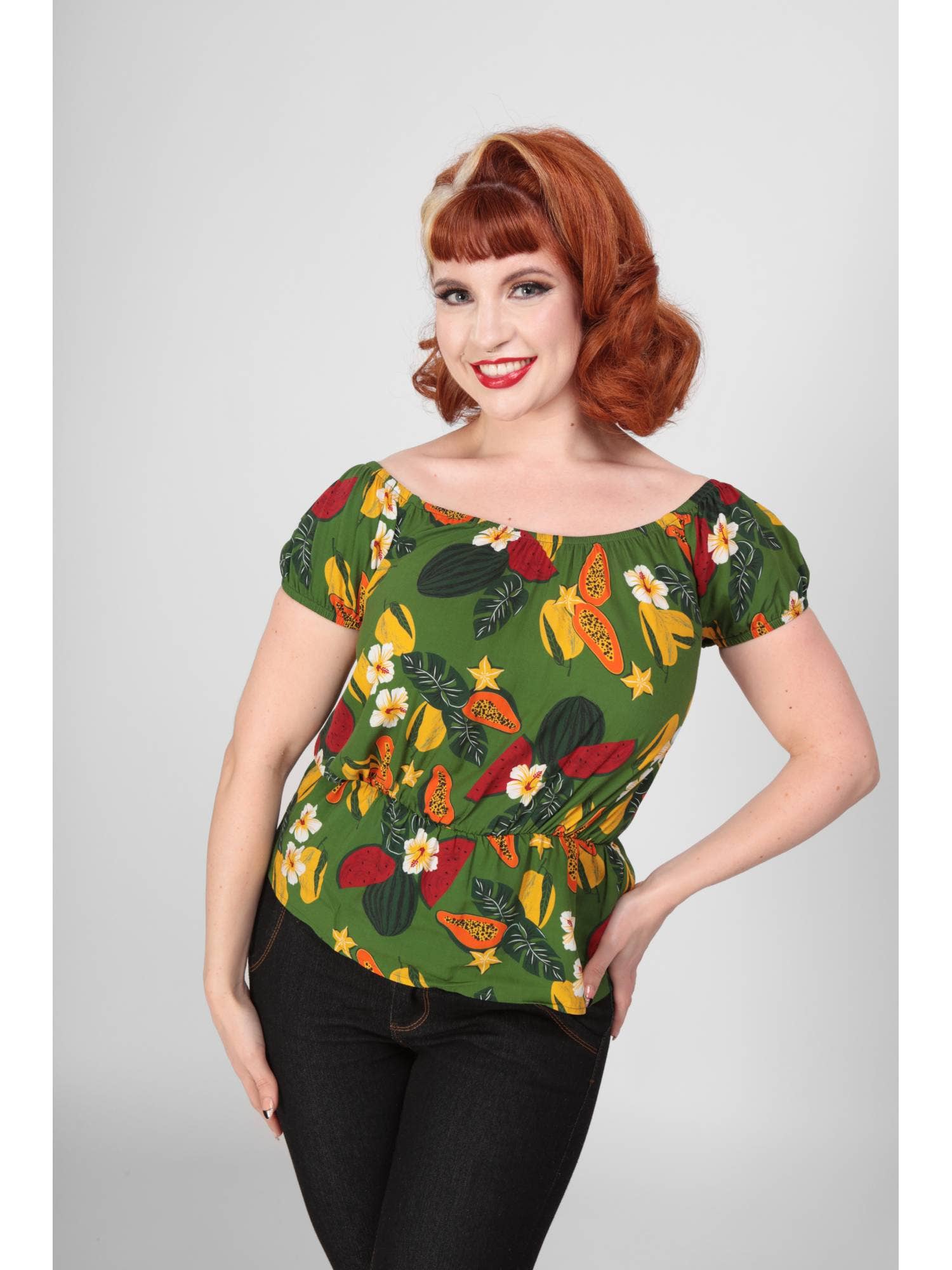 GREEN Aldea Fruit Jungle Top for wholesale on Faire0