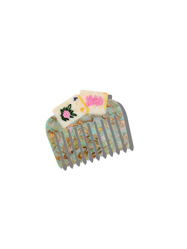 Hand-painted Flower Mahjong Pocket Comb | Eco-Friendly for wholesale by Solar Eclipse