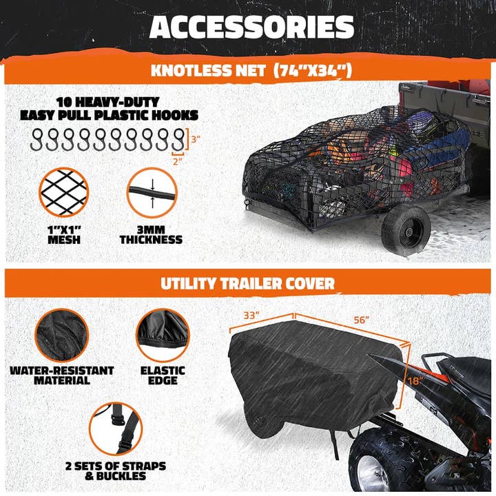 mockins - Wholesale Sporting Accessories - 55"x30"x15" Utility Trailer with Ramp & Attachable Jack Stand8