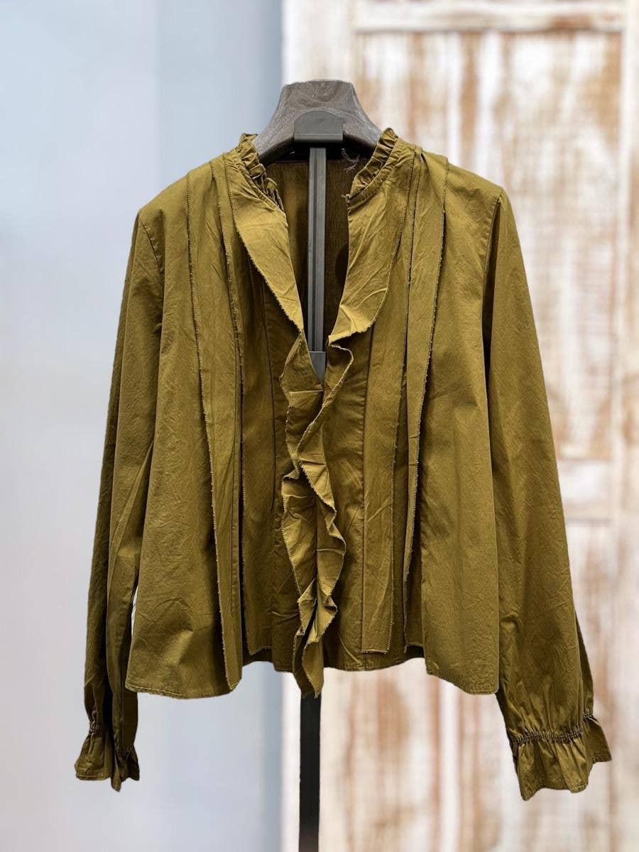 SWEET MAGIC MODA Y COMPLEMENTOS - Wholesale Blouse - Women's - LONG-SLEEVE BLOUSE WITH RUFFLES AND MAO COLLAR1