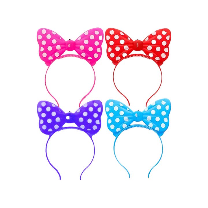 Cap Zone - Wholesale Light-Up Toy - Kids & Baby - Bowtie Polka Dot LED Flashing Novelty Hairband