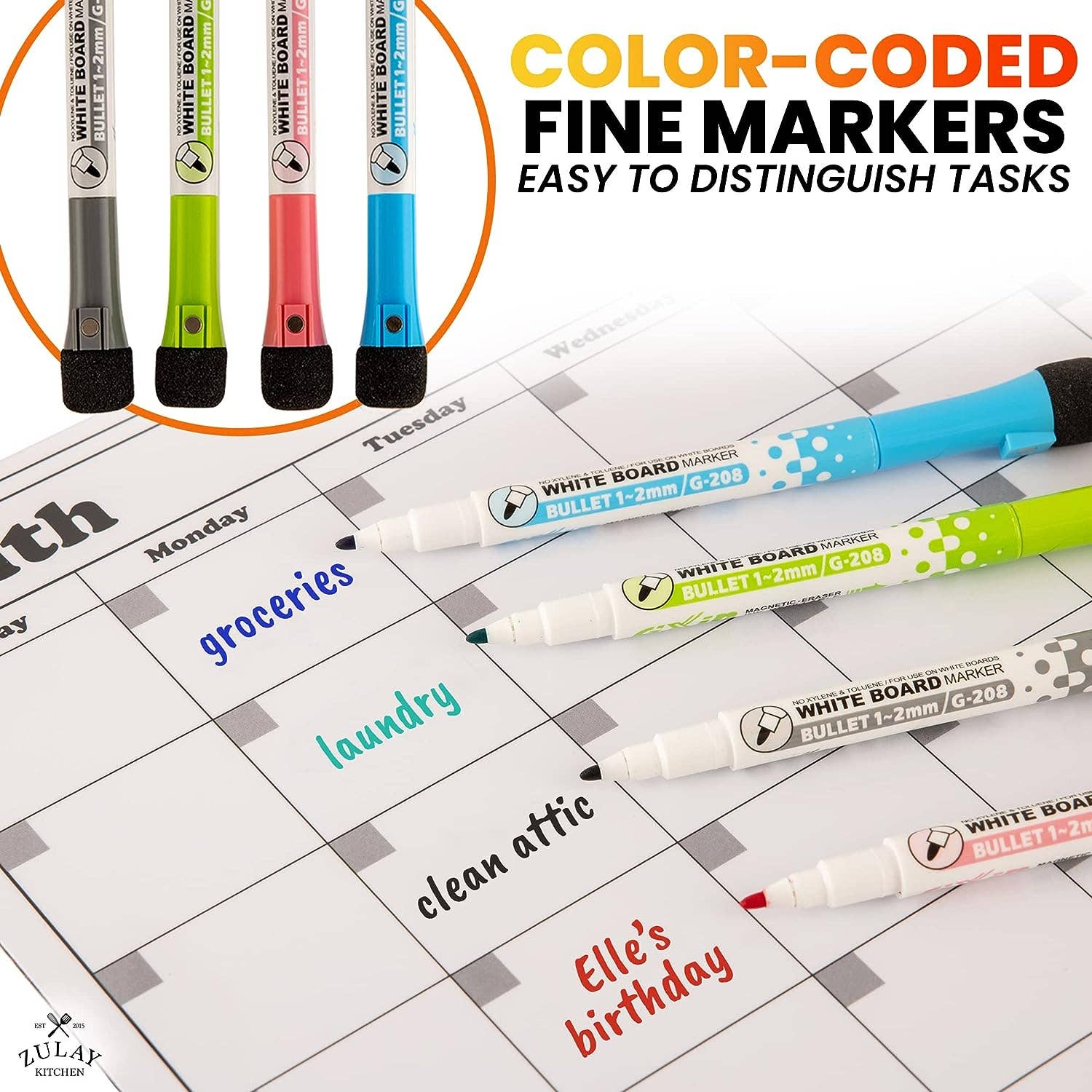 Zulay Kitchen - Wholesale Whiteboard/Dry-Erase Board - Magnetic Dry Erase Calendar Whiteboard Kit3