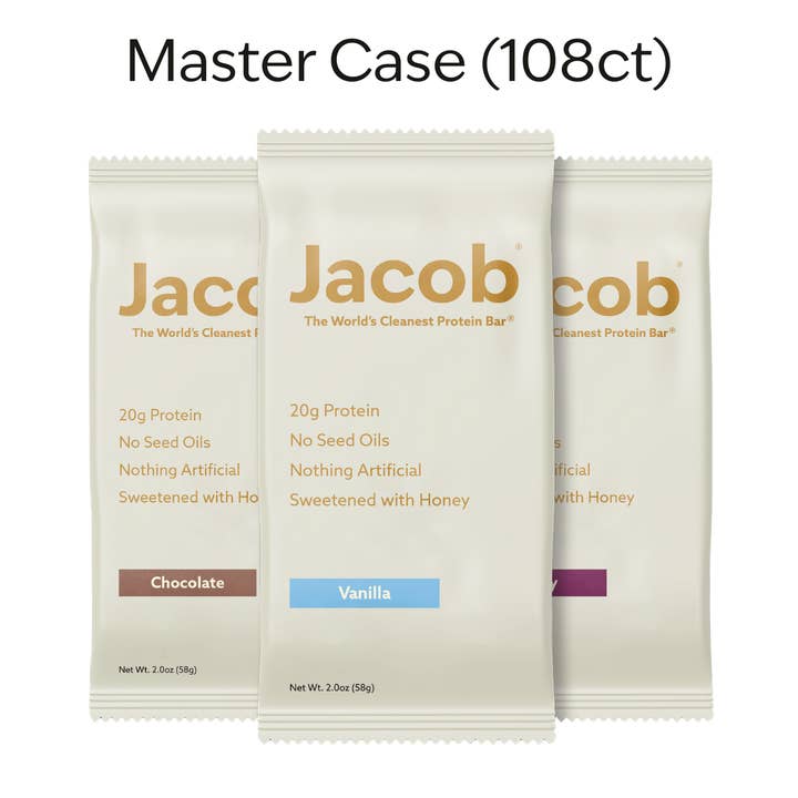 Jacob - Wholesale Snack Bar - Jacob Protein Bar - Grass-Fed Organic Snack Bar (108ct)