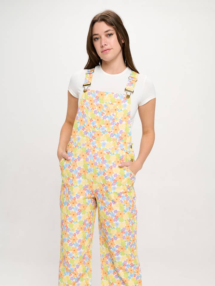 COLORFUL BLOOMING FLOWERS PRINT OVERALLS for wholesale by SM WARDROBE