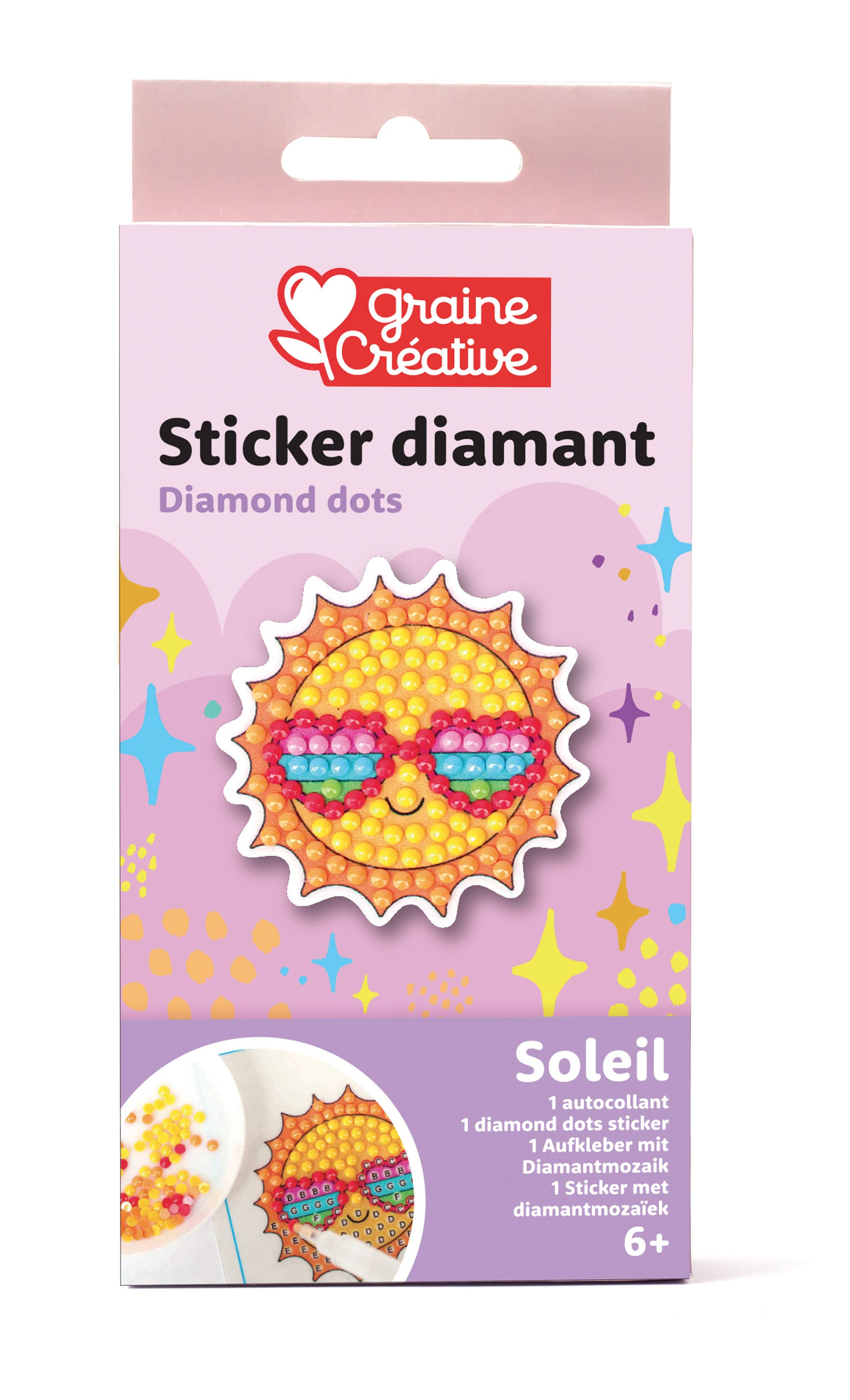 Graine Créative - Wholesale DIY Craft Kit - Kids - DIAMOND MOSAIC STICKER KIT - SUN3